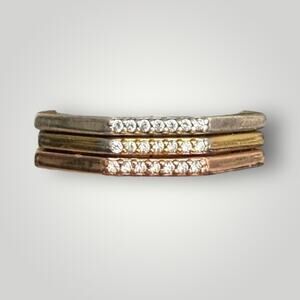 Pandora Stackable Ring Set – Tri-Color with CZ Stones